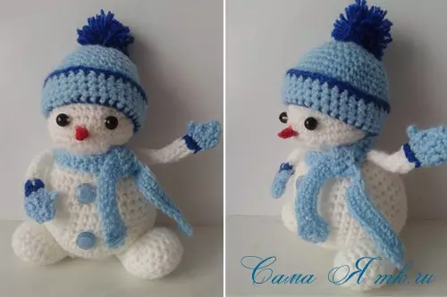 Snowman Crochet: ફોટા અને વિડિઓઝ સાથે યોજના અને વર્ણન