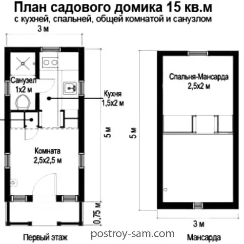 Garden house 15 square meters. M.