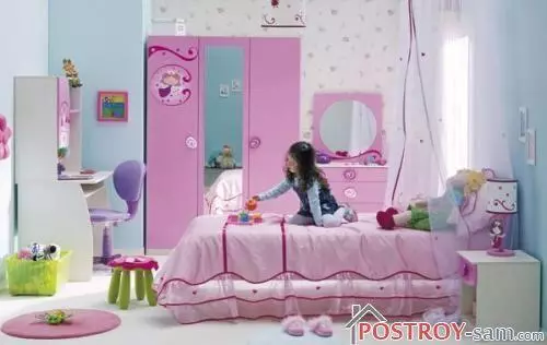 Design de uma sala de crianças para uma menina. Interior da foto