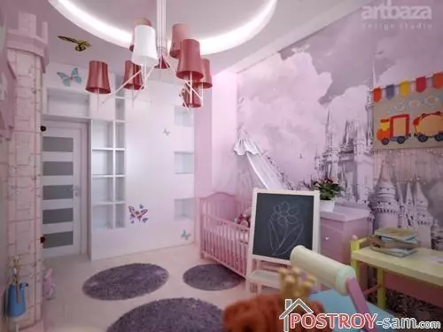 Design eines Kinderzimmers für ein Mädchen. Fotoinnenraum