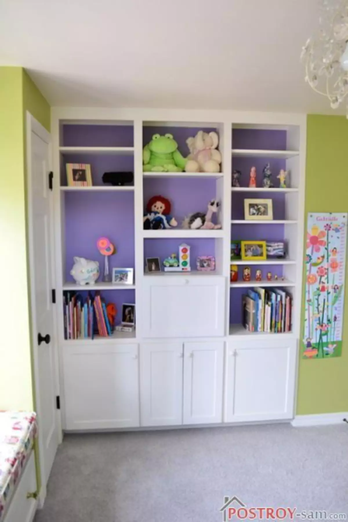 Bir kız için bir çocuk odası tasarımı. Fotoğraf iç