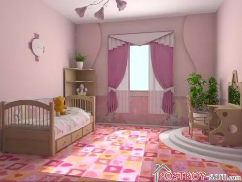 Dizajn detskej izby pre dievča. Foto interiér