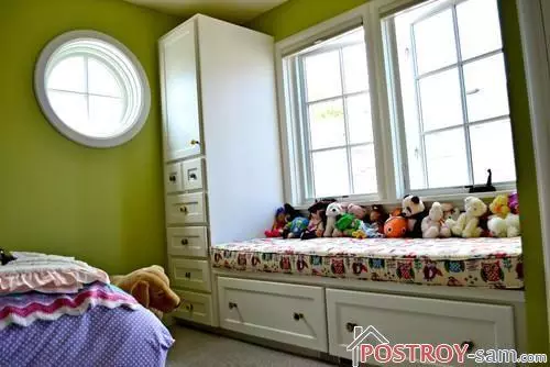 소녀를위한 어린이 방의 디자인. 사진 인테리어