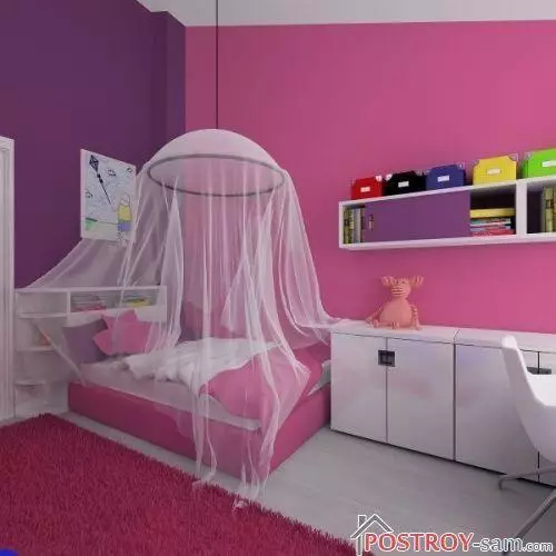 Design de uma sala de crianças para uma menina. Interior da foto
