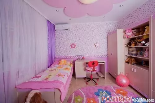 女の子のための子供部屋のデザイン。写真インテリア