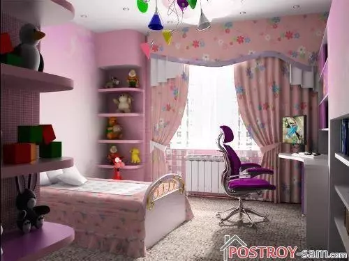 Design av ett barns rum för en tjej. Fotoinredning