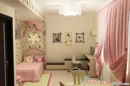 Design av et barns rom for en jente. Foto interiør