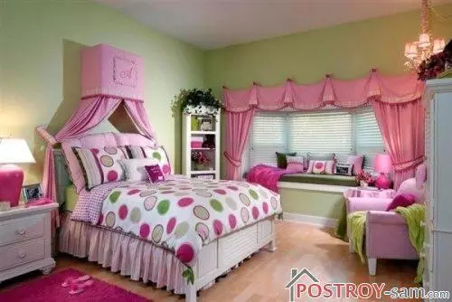Design of a children's room for a girl. Photo interior