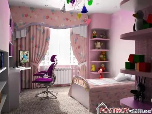 ایک لڑکی کے لئے بچوں کے کمرے کا ڈیزائن. تصویر داخلہ