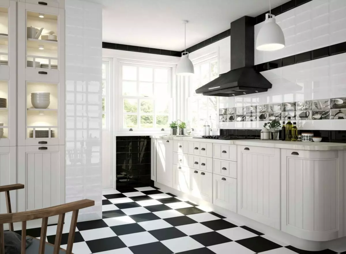 Черно белая кухня плитка. Белая плитка на кухне. Черно белая плитка на кухне. Белая плита в интерьере кухни. Напольная плитка для белой кухни.