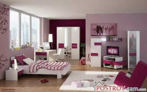 Room design for girl 15, 20, 25 years old. Photo