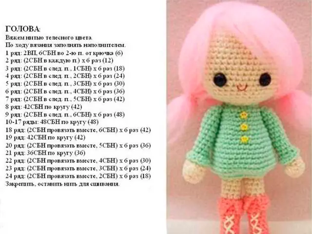 Кукла, плетена с плетене на една кука: схеми с описания за начинаещи