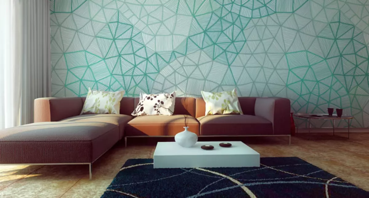 Tapete mit einem geometrischen Muster in einem modernen Innenraum