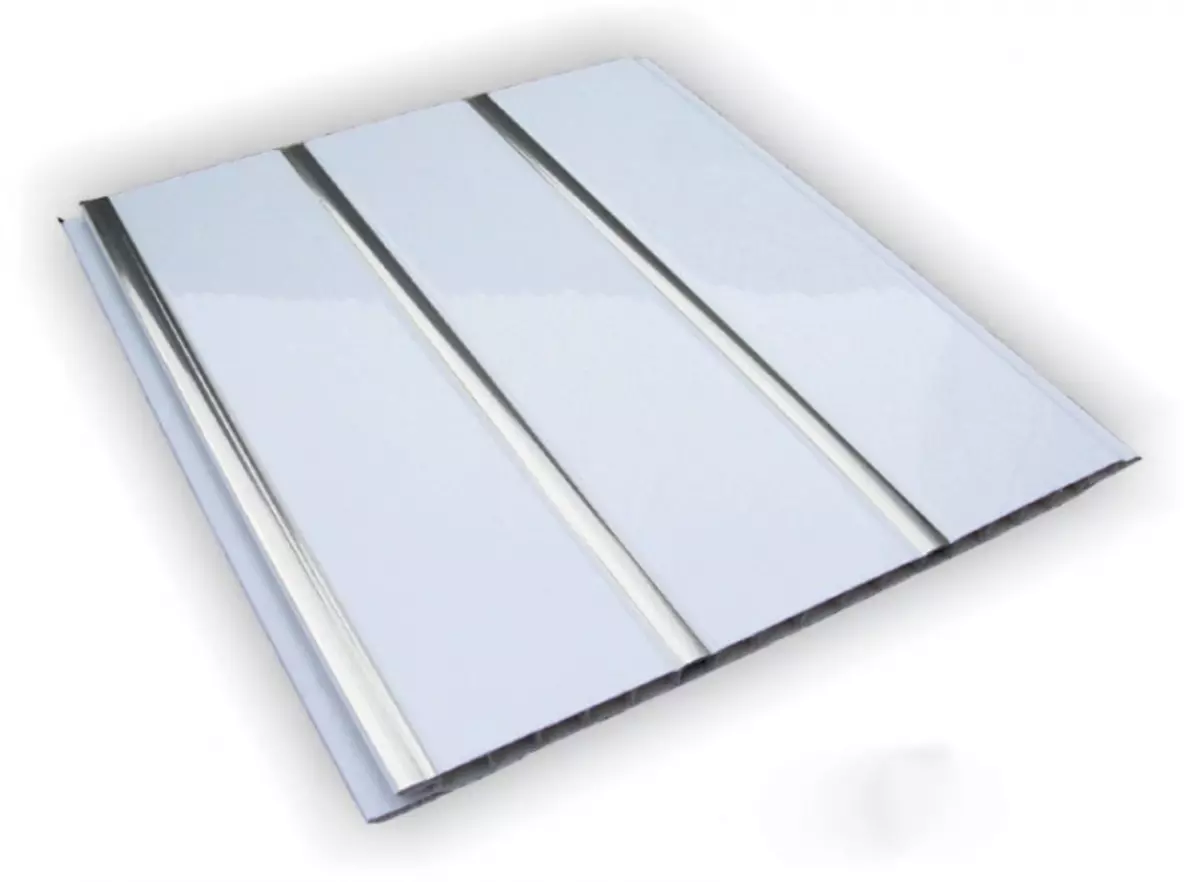 Панель ПВХ потолочная двухсекционная серебро 3000х240 мм, 0.72 м2