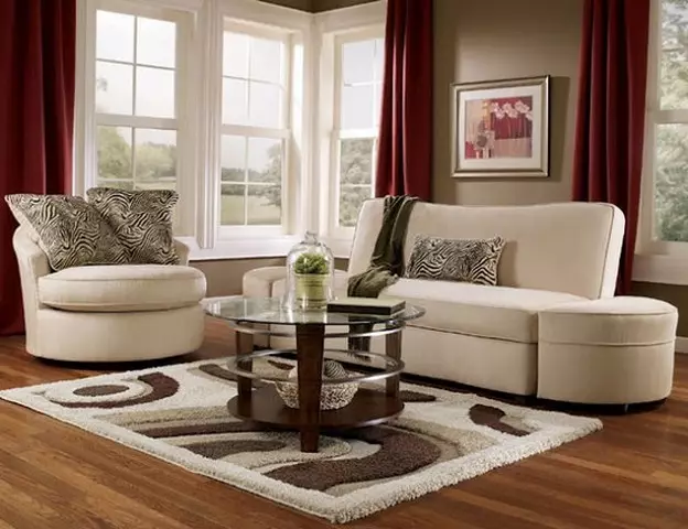 选择客厅的地毯：颜色，形状，尺寸和绘图（30张）