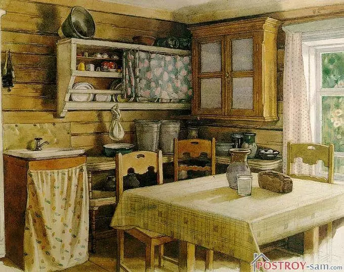 Cociña en estilo rústico - Deseño, decoración, foto