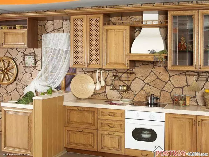Keuken yn rustike styl - Untwerp, dekoraasje, foto