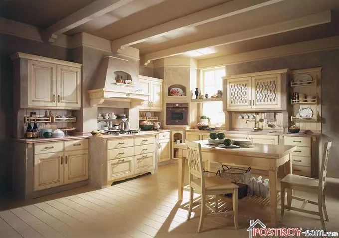 Kuhinja u rustikalnom stilu - dizajn, ukras, fotografija