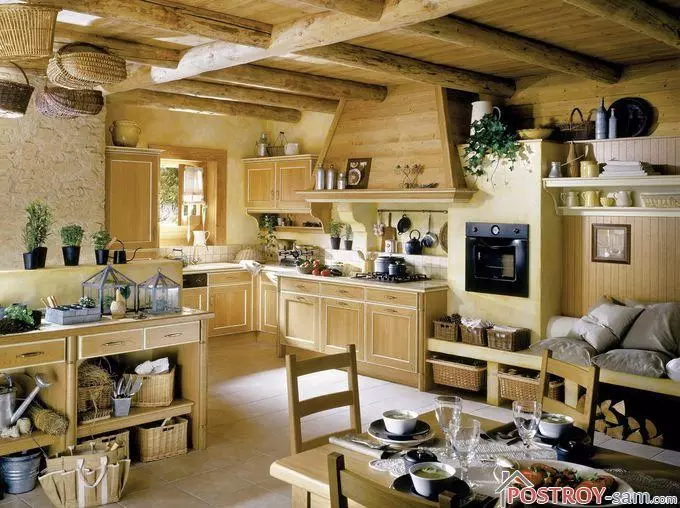 Köök maamees stiilis - disain, kaunistus, foto