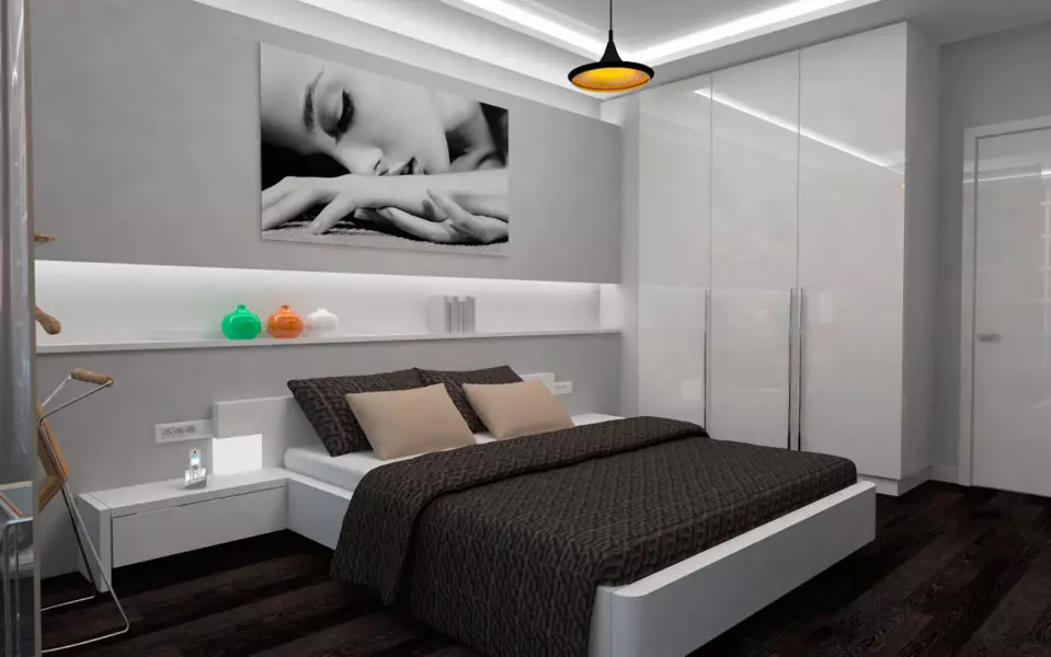 Chambre à coucher haute - Tech: options de finition, accessoires et décor