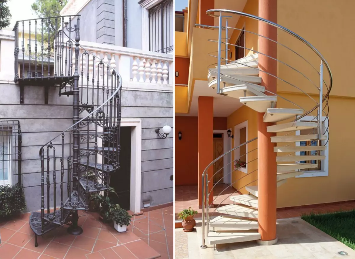 Outdoor spiral staircase for attic