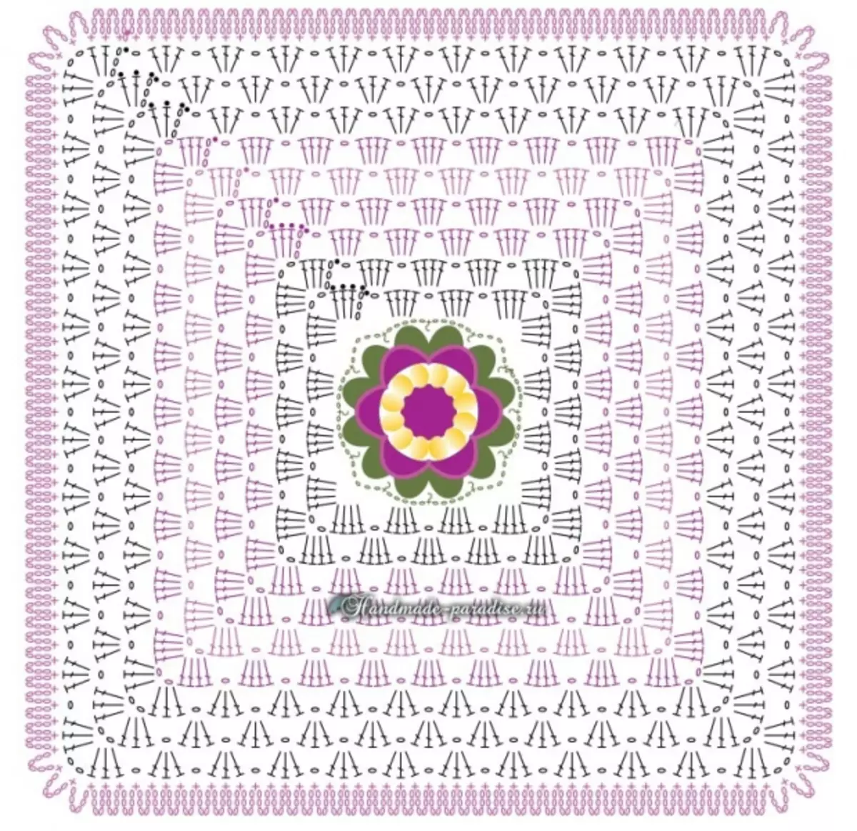 Цветочное вязание крючком подушки схемы
