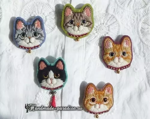Bruorren mei katten. Embroidery skaad bliid