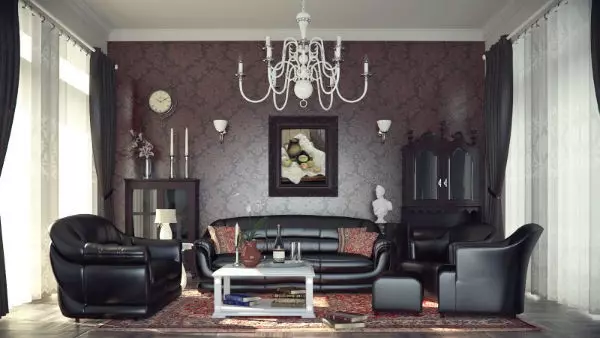 Król salonu: czarna sofa we wnętrzu (70 zdjęć)