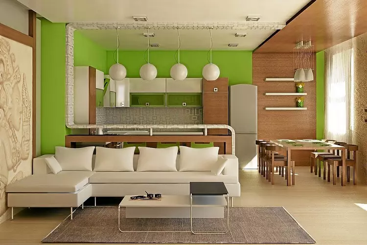 डिझाइन लिव्हिंग रूम स्वयंपाकघरसह एकत्रित: झोनिंग (37 फोटो) साठी कल्पना