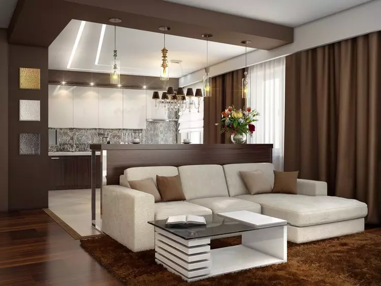 Design stue kombineret med køkken: ideer til zoning (37 billeder)