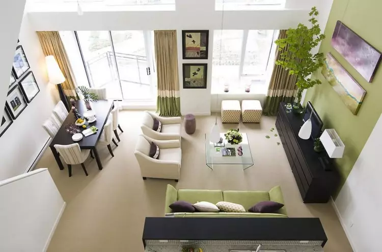 Disenyo ng living room na sinamahan ng kusina: mga ideya para sa zoning (37 mga larawan)