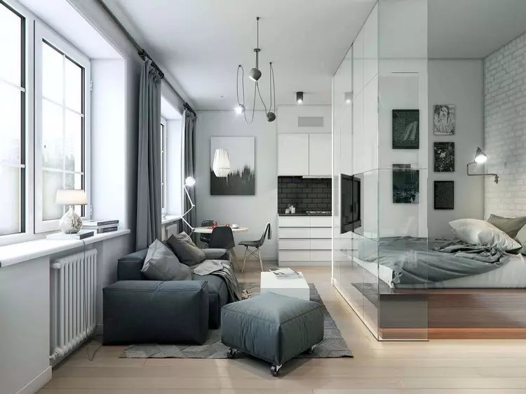 Chambre à coucher Salon Design: Comment combiner un coin repos et un endroit pour dormir (40 photos)
