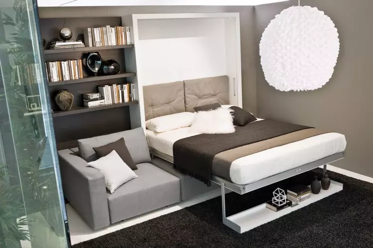 Bedroom Living Sal Design: Ki jan yo konbine yon kwen repoze ak yon kote nan dòmi (40 foto)