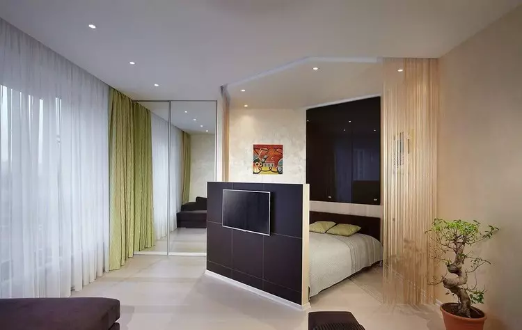 Bedroom living room design: Paano pagsamahin ang isang resting corner at isang lugar upang matulog (40 mga larawan)