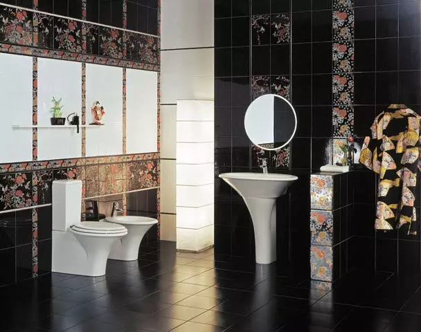Telha com um banheiro padrão: telha de idéias no banheiro com um padrão (20 fotos)