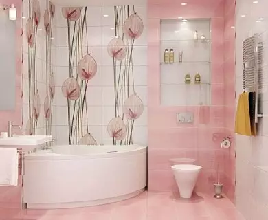 욕실 무늬가있는 타일 : 패턴이있는 욕실에 아이디어 타일 (20 장의 사진)