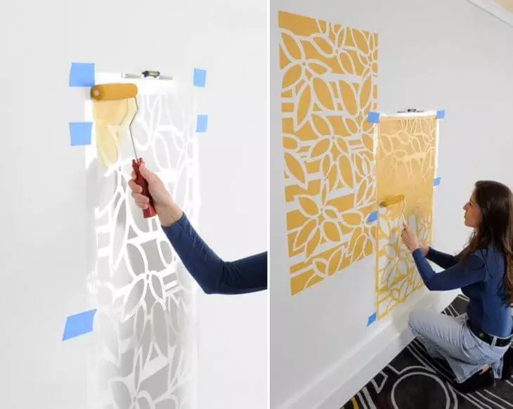 आप अपने हाथ कैसे बनाते हैं और पेंटिंग के तहत दीवारों के लिए स्टैंसिल का उपयोग करते हैं?