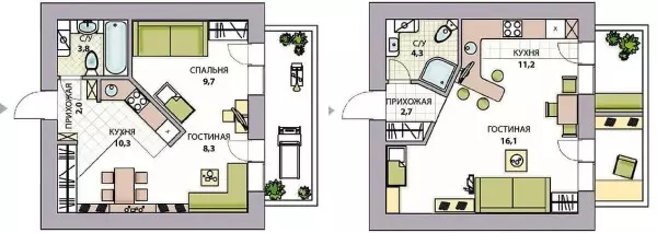 公寓的重建类型，想法，例子