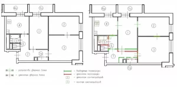 گزینه های تغییرات خروشچف: 1، 2، 3، 4 - 4 اتاق، عکس قبل و بعد