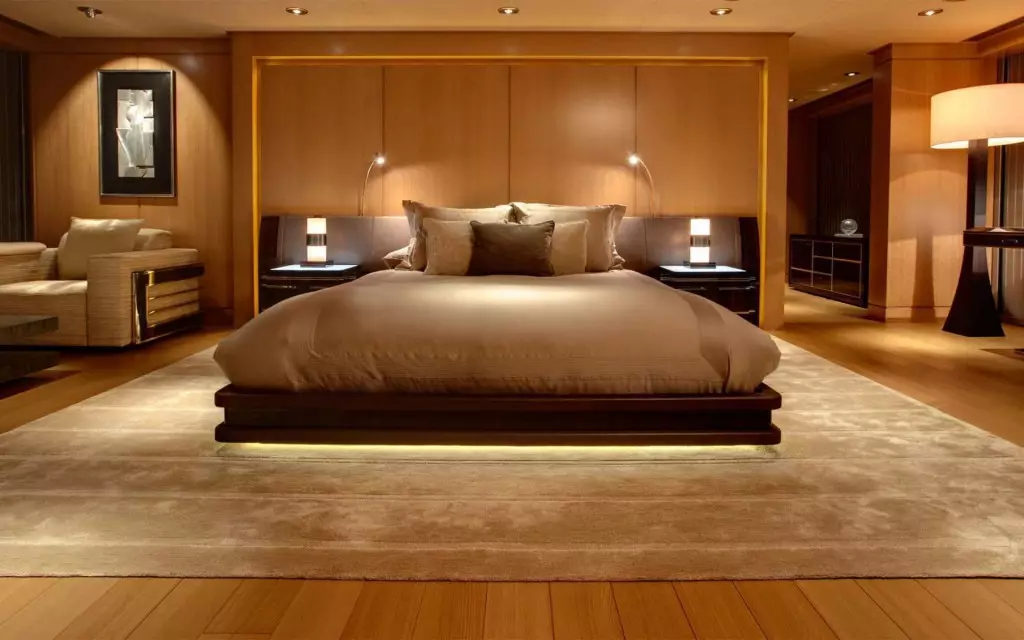 ခေတ်ပြိုင်စတိုင်အတွက်အိပ်ခန်းအတွင်းရှိ interiors