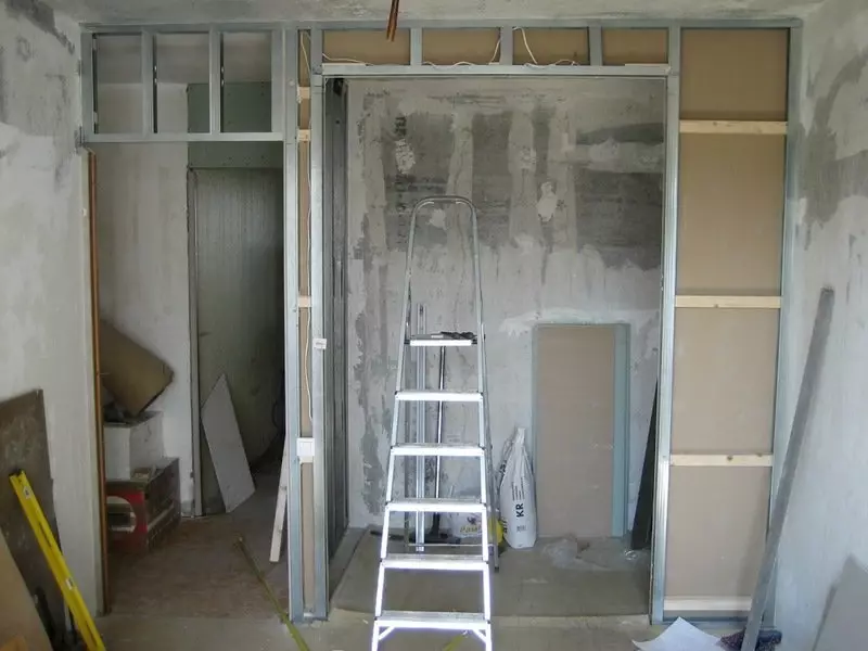 Wardrobe room made of drywall