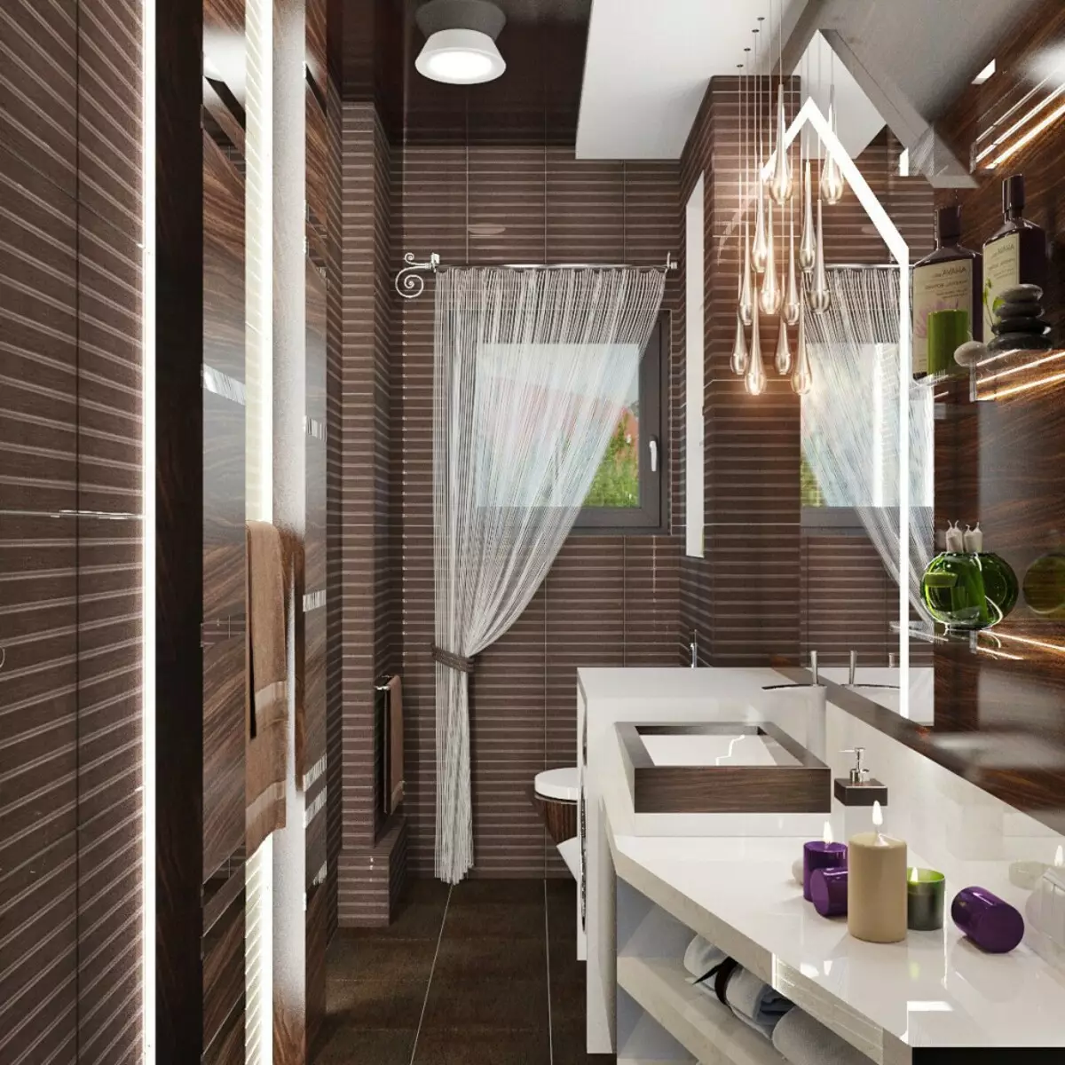 Lille badeværelse design med brusekabine