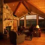 Obývacia izba: kameň a drevo