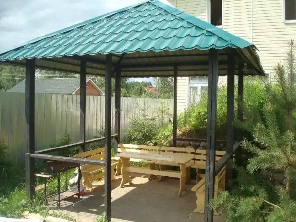 Gazebo gikan sa metal pipe gamit ang ilang kaugalingon nga mga kamot