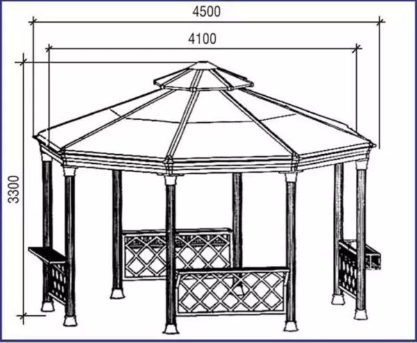 Gazebo soti nan tiyo metal ak pwòp men yo