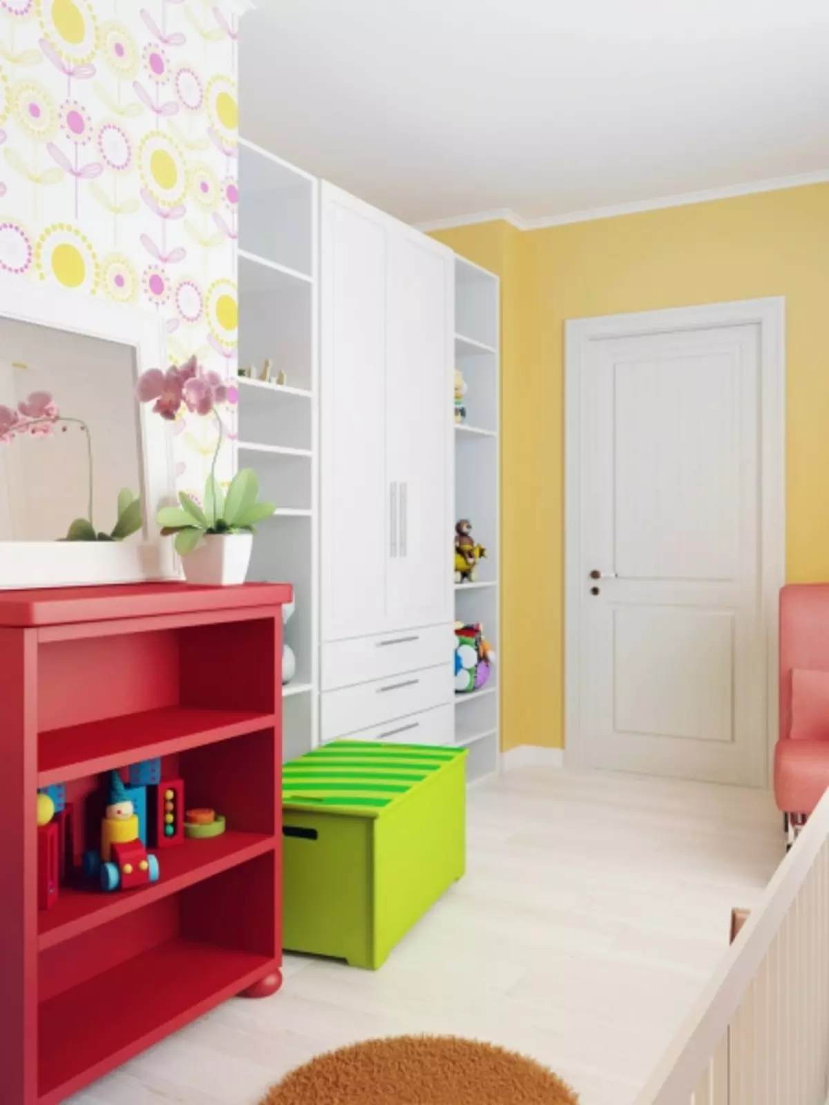 3-rums lägenhet design för en familj med två barn