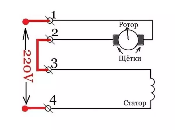 Motor z pračky a schéma síťového připojení