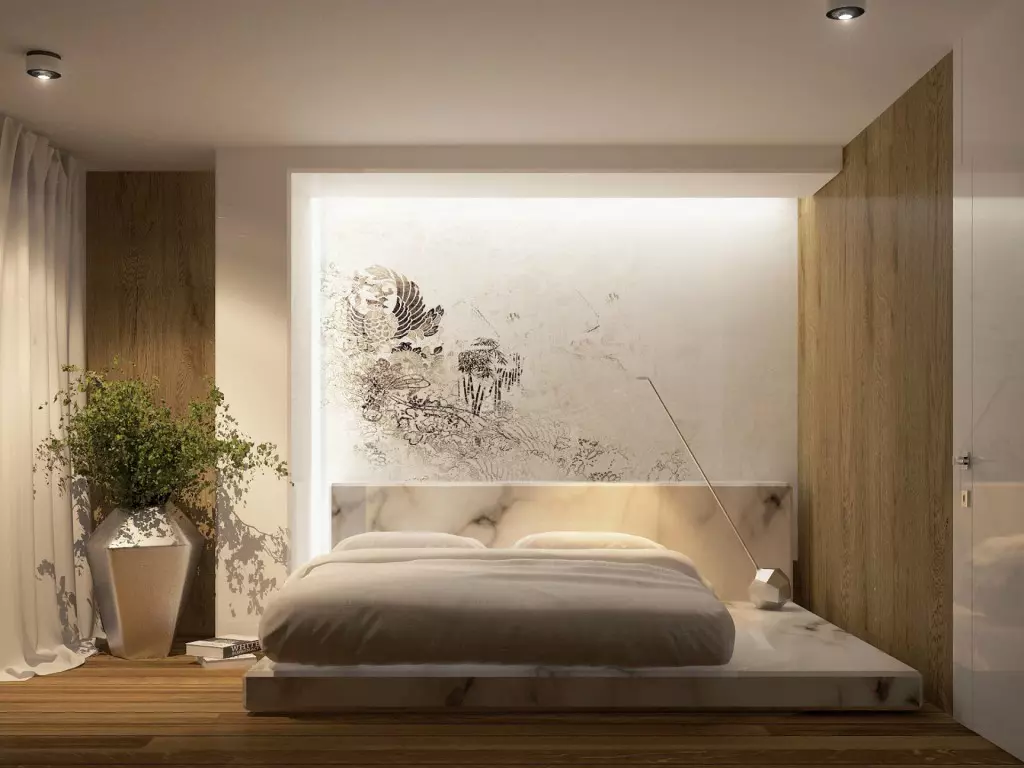 Орчин үеийн хэв маягаар унтлагын өрөөний загвар