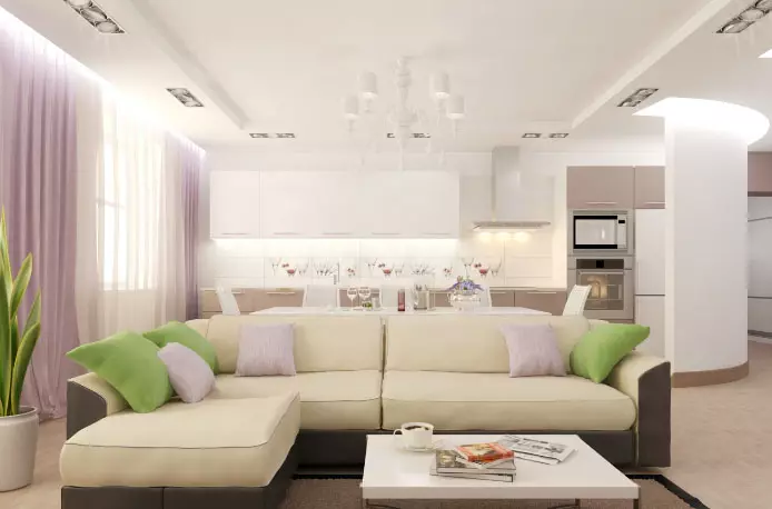 Záclony v obývacím pokoji v kombinaci s kuchyní: Jak si vybrat a zařídit správně