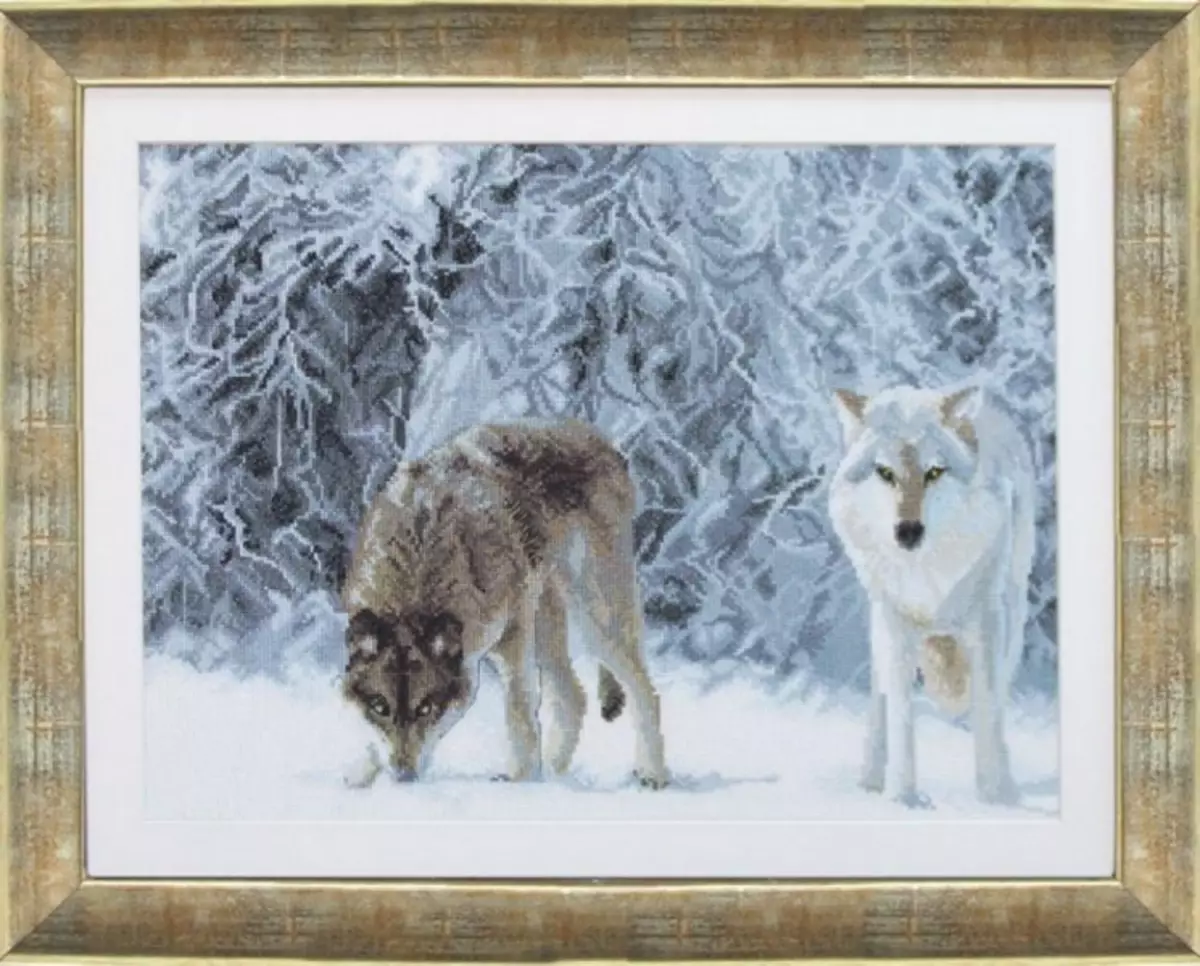 Cross Embroidery Wolves: Paarschema's, Catherine Schemes Wolver, Copyright en gratis, Happy White